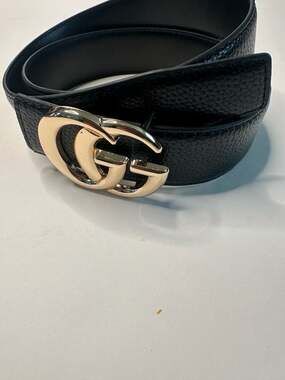 Gucci GG Marmont Black Leather Belt with Gold Buckle Size 100/40